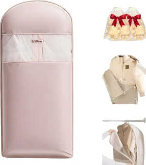 2025 Space Saving Hanging Garment Bag with Self Compression Zipper, Closet Organizers Garment Bags for Hanging Clothes, Protects Clothes from Wrinkles (Pink,L)