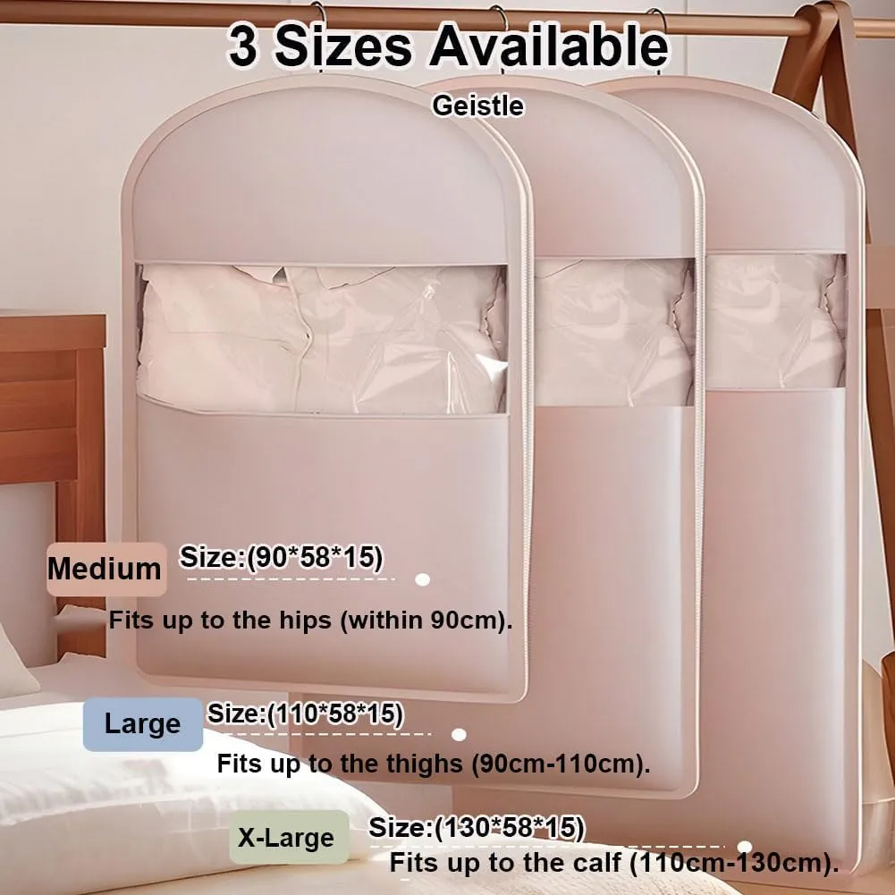 2025 Space Saving Hanging Garment Bag with Self Compression Zipper, Closet Organizers Garment Bags for Hanging Clothes, Protects Clothes from Wrinkles (Pink,L)