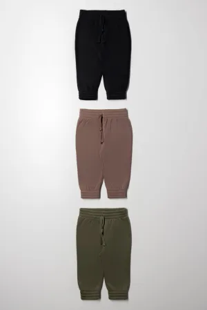3 Pack Track Pants Green, Natural And Black