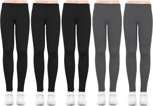 5 Pack Leggings for Girls Pants: Ankle Length Girl Leggings Stretchy Tights Pants for Girls in Size 4-12 Years