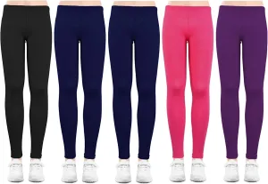 5 Pack Leggings for Girls Pants: Ankle Length Girl Leggings Stretchy Tights Pants for Girls in Size 4-12 Years