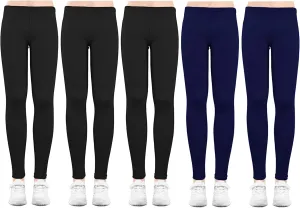 5 Pack Leggings for Girls Pants: Ankle Length Girl Leggings Stretchy Tights Pants for Girls in Size 4-12 Years