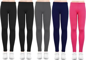 5 Pack Leggings for Girls Pants: Ankle Length Girl Leggings Stretchy Tights Pants for Girls in Size 4-12 Years
