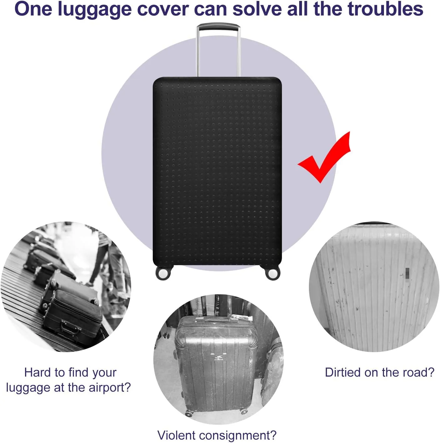 7-Mi Travel Suitcase Protective Cover 26"-28" Suitcase Protective Cover & High Elastic Spandex Size L