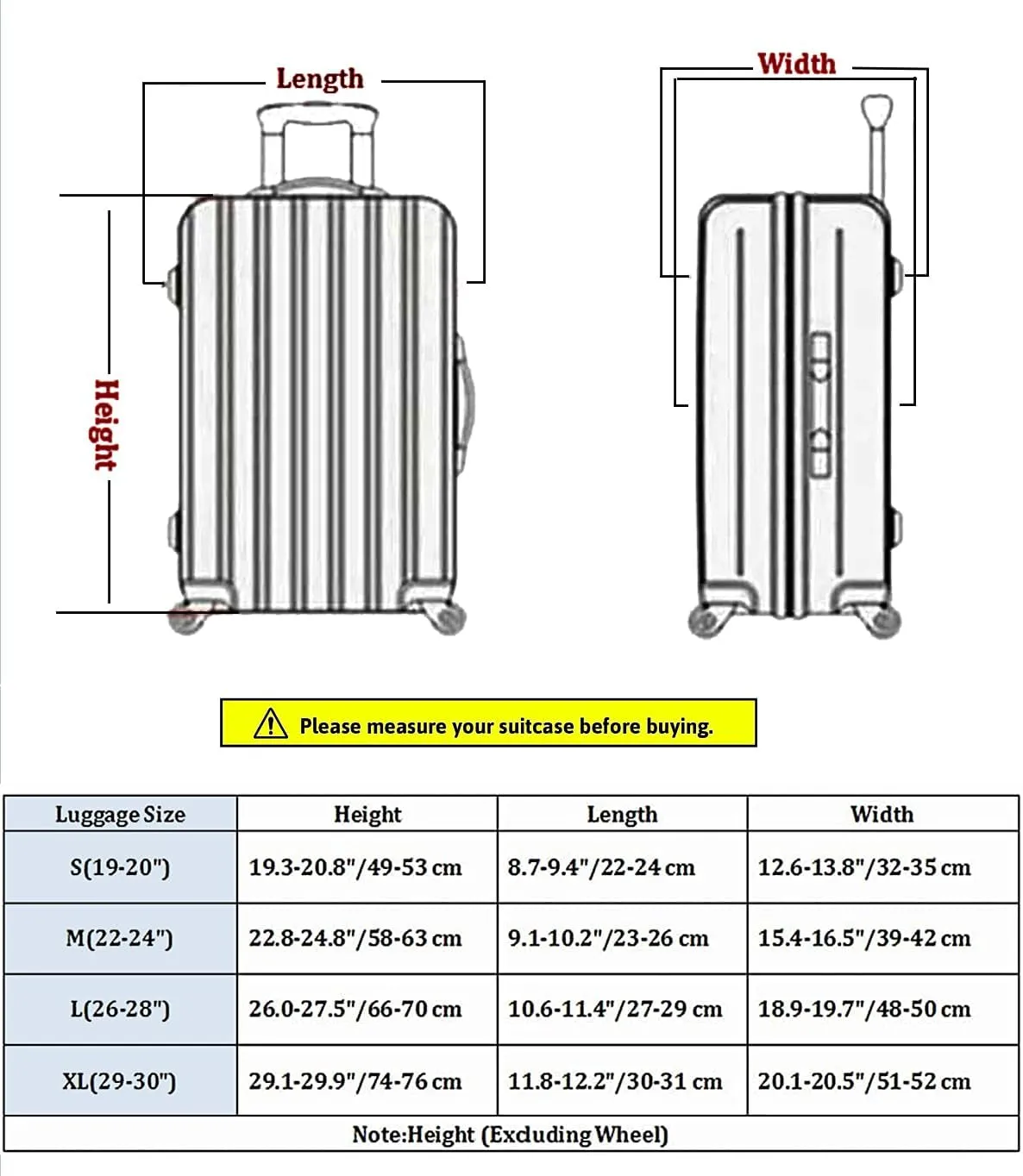 7-Mi Travel Suitcase Protective Cover 26"-28" Suitcase Protective Cover & High Elastic Spandex Size L