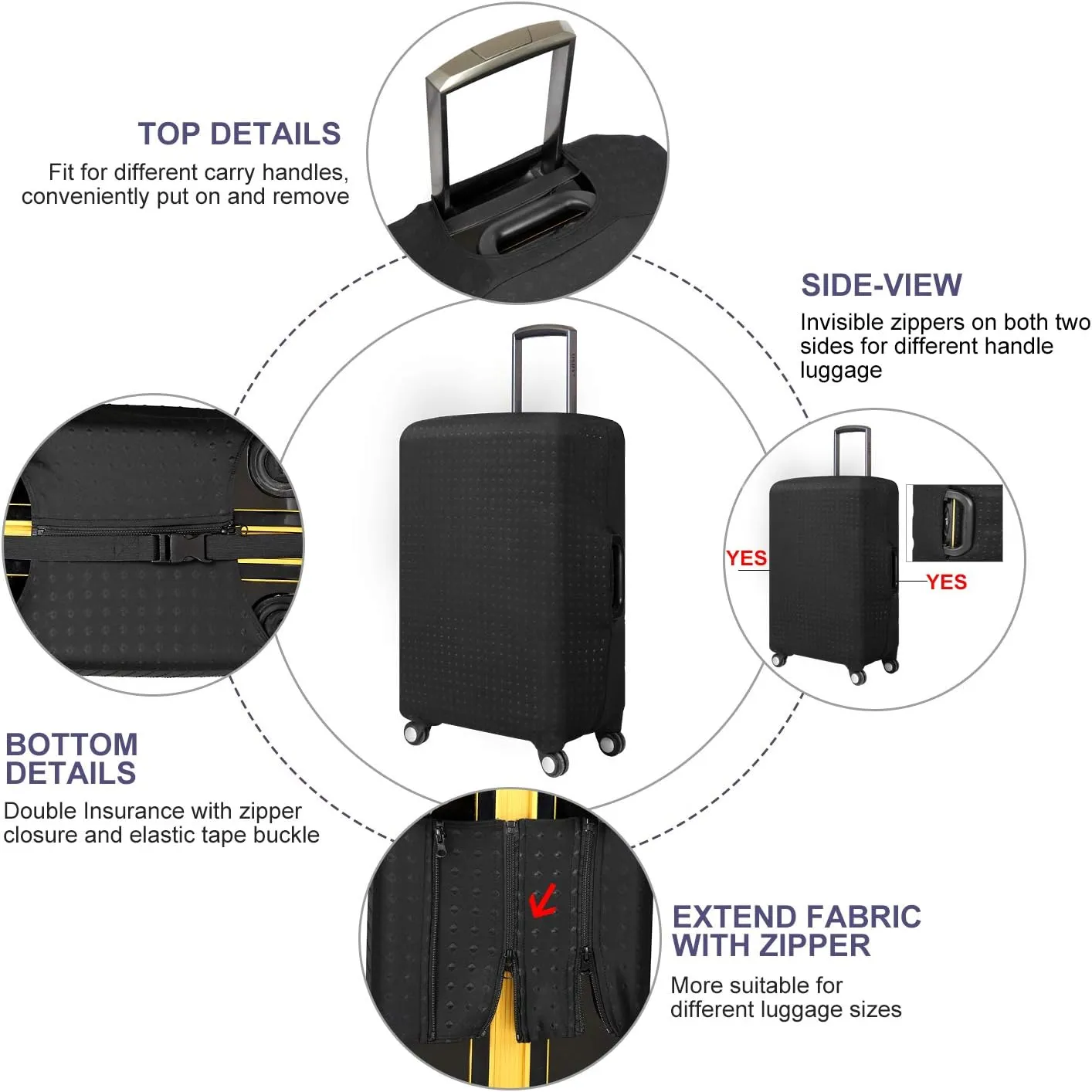 7-Mi Travel Suitcase Protective Cover 26"-28" Suitcase Protective Cover & High Elastic Spandex Size L