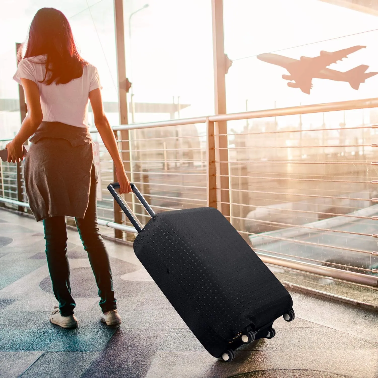 7-Mi Travel Suitcase Protective Cover 26"-28" Suitcase Protective Cover & High Elastic Spandex Size L