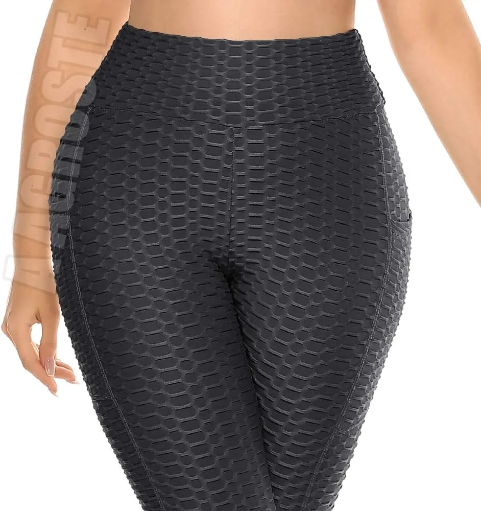 A AGROSTE Women's High Waist Yoga Pants Tummy Control Workout Ruched Butt Lifting Stretchy Leggings Textured Booty Tights