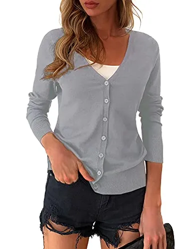 a.Jesdani Light Gray Cardigan Womens Cardigan Sweaters Button Down Soft Cardigan Sweaters for Women Light Gray l