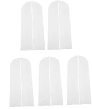 Alipis 5Pcs Suit Protective Cover Lightweight Transparent Garment Bags with Full Zipper Dustproof Hanging Storage Pouch for Coats and Suits for Wardrobe Organization