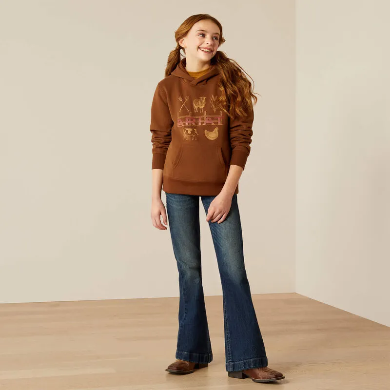 Ariat Girl's Ranch Collections Hoodie - Soft Silt