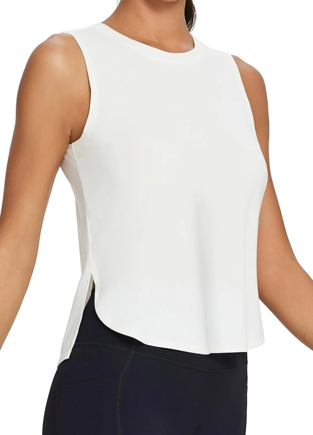 baleaf Workout Tank Tops for Women Sleeveless Athletic Tops Flowy Soft Loose Fit Hip Length Running Shirts Gym Quick Dry