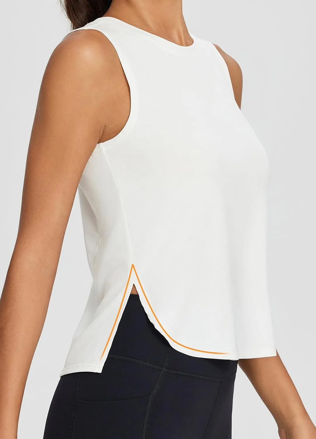 baleaf Workout Tank Tops for Women Sleeveless Athletic Tops Flowy Soft Loose Fit Hip Length Running Shirts Gym Quick Dry