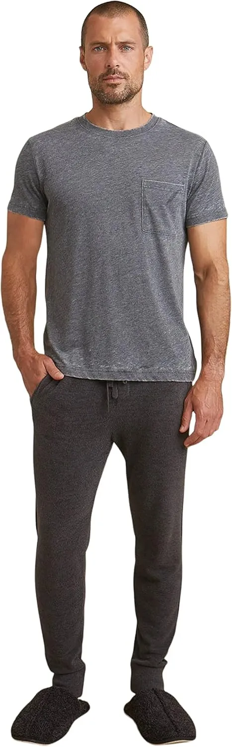 Barefoot Dreams Malibu Collection Mens Burnout Crew Neck Tee-Crew T-Shirt, Lightweight Tee, Undershirt for Men