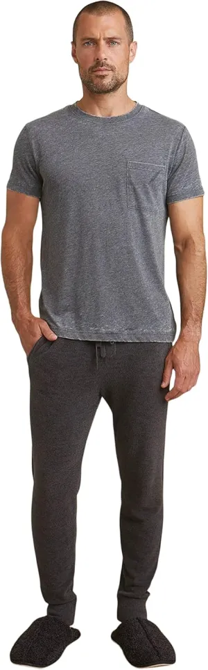 Barefoot Dreams Malibu Collection Mens Burnout Crew Neck Tee-Crew T-Shirt, Lightweight Tee, Undershirt for Men