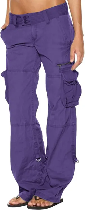 Bengbobar Women Cargo Pants High Rise Military Tactical Pants Women Baggy Pants Straight Wide Leg Trousers with Pockets