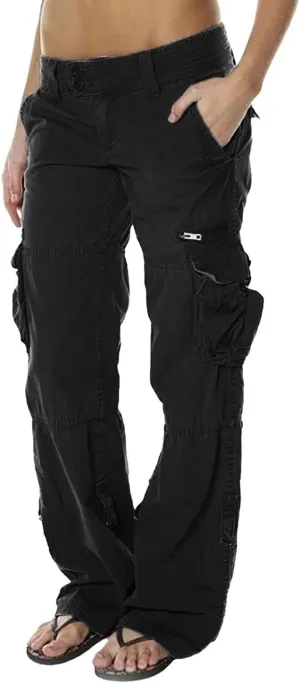 Bengbobar Women Cargo Pants High Rise Military Tactical Pants Women Baggy Pants Straight Wide Leg Trousers with Pockets
