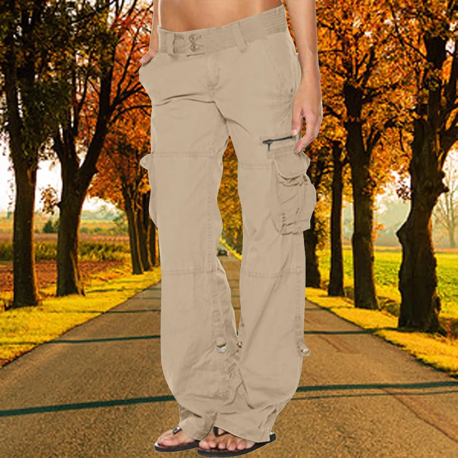Bengbobar Women Cargo Pants High Rise Military Tactical Pants Women Baggy Pants Straight Wide Leg Trousers with Pockets