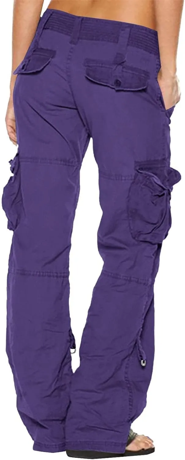 Bengbobar Women Cargo Pants High Rise Military Tactical Pants Women Baggy Pants Straight Wide Leg Trousers with Pockets