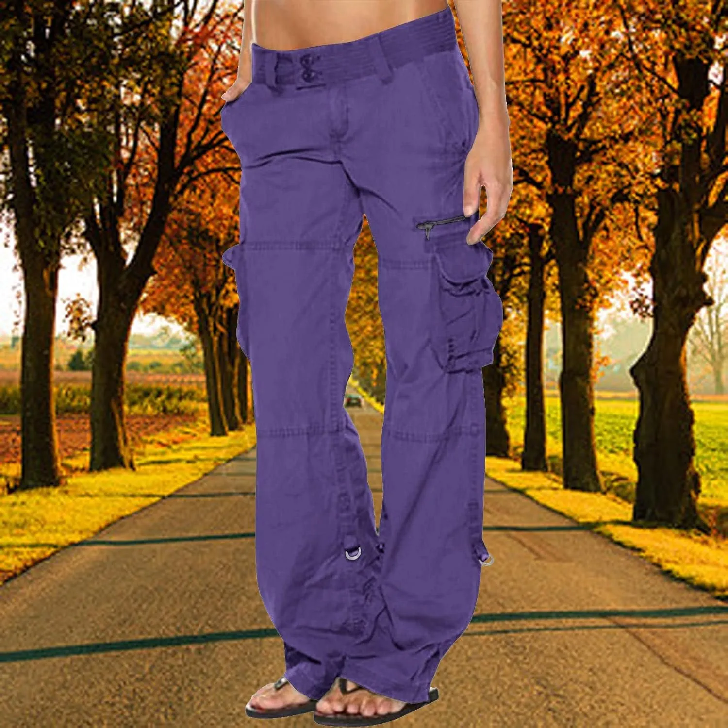 Bengbobar Women Cargo Pants High Rise Military Tactical Pants Women Baggy Pants Straight Wide Leg Trousers with Pockets