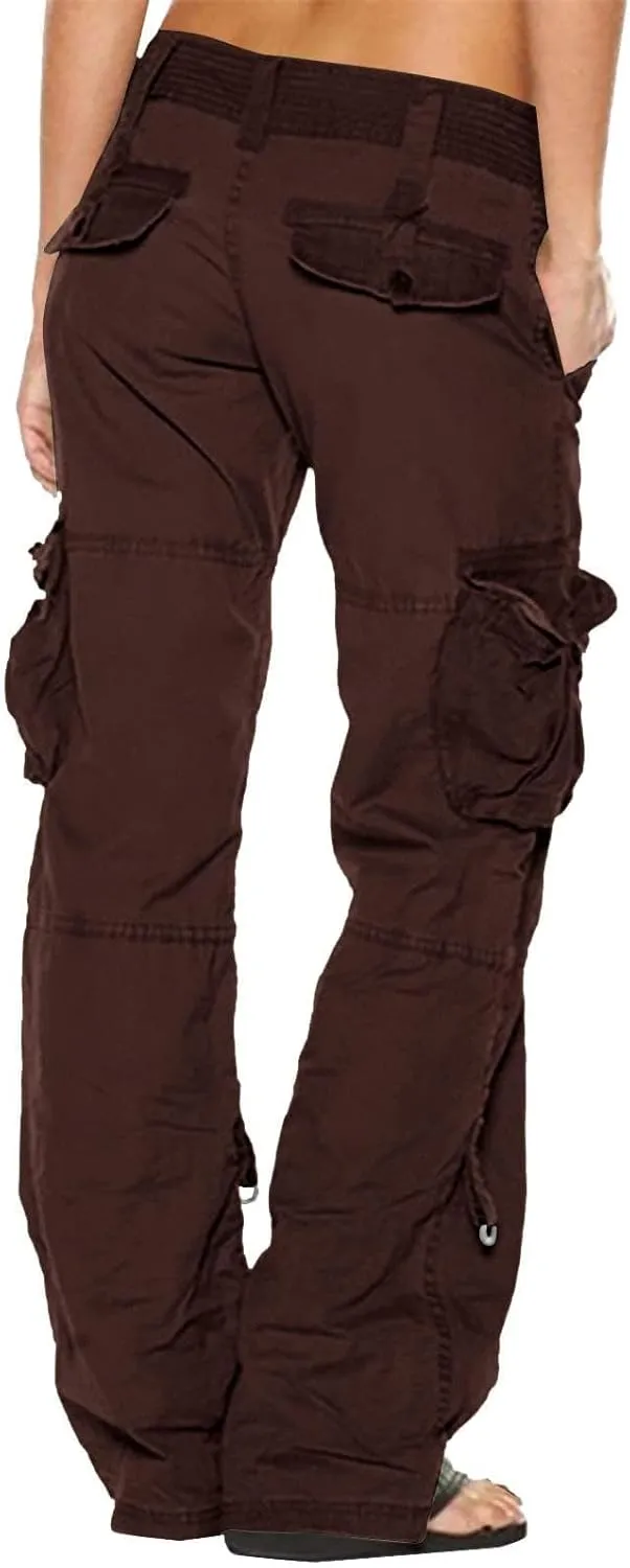 Bengbobar Women Cargo Pants High Rise Military Tactical Pants Women Baggy Pants Straight Wide Leg Trousers with Pockets