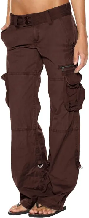 Bengbobar Women Cargo Pants High Rise Military Tactical Pants Women Baggy Pants Straight Wide Leg Trousers with Pockets