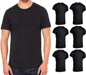 BILLIONHATS 6 Pack Mens Cotton Short Sleeve Lightweight T-Shirts, Bulk Crew Tees for Guys, Black Colors Bulk Pack (3X-Large)
