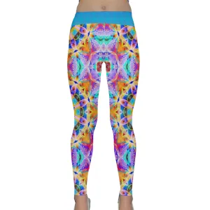 Blue Sunflower Yoga Leggings
