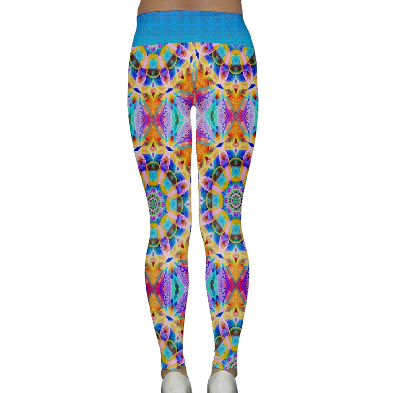 Blue Sunflower Yoga Leggings