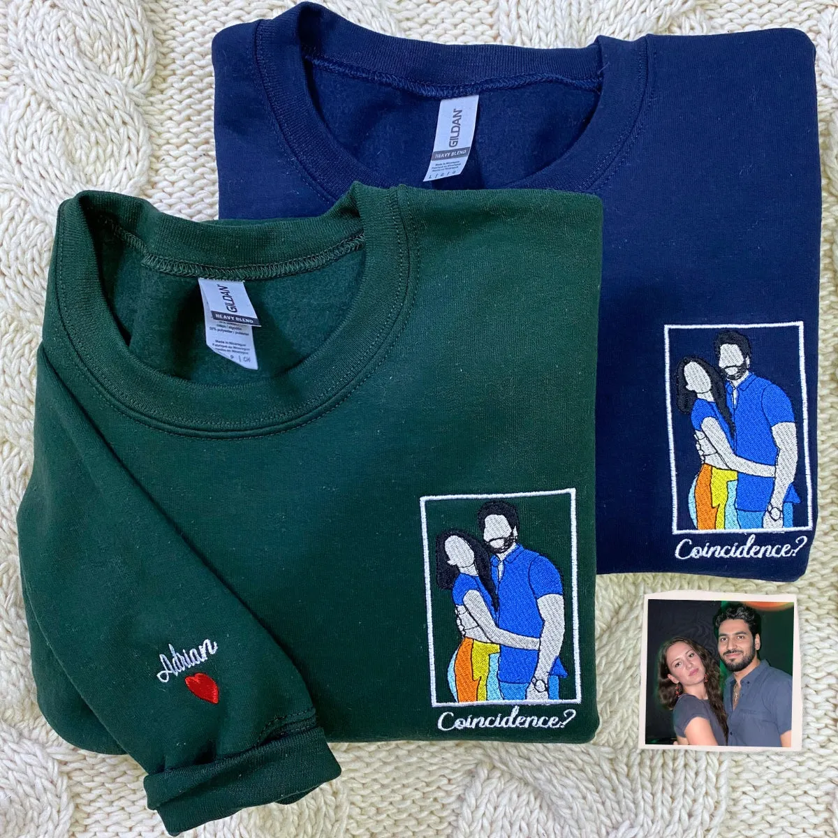 Boyfriend Girlfriend Matching Hoodies or Sweatshirts, Personalized Embroidered Engagement Gifts