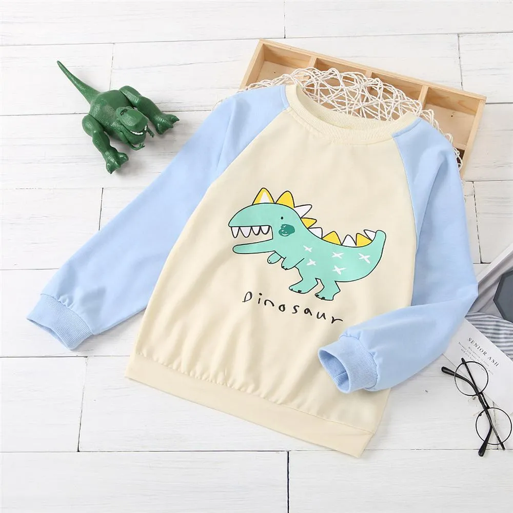 Boys Cute Dinosaur Printed Long Sleeve Tops Wholesale Boy Clothes