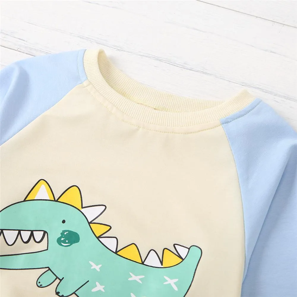 Boys Cute Dinosaur Printed Long Sleeve Tops Wholesale Boy Clothes