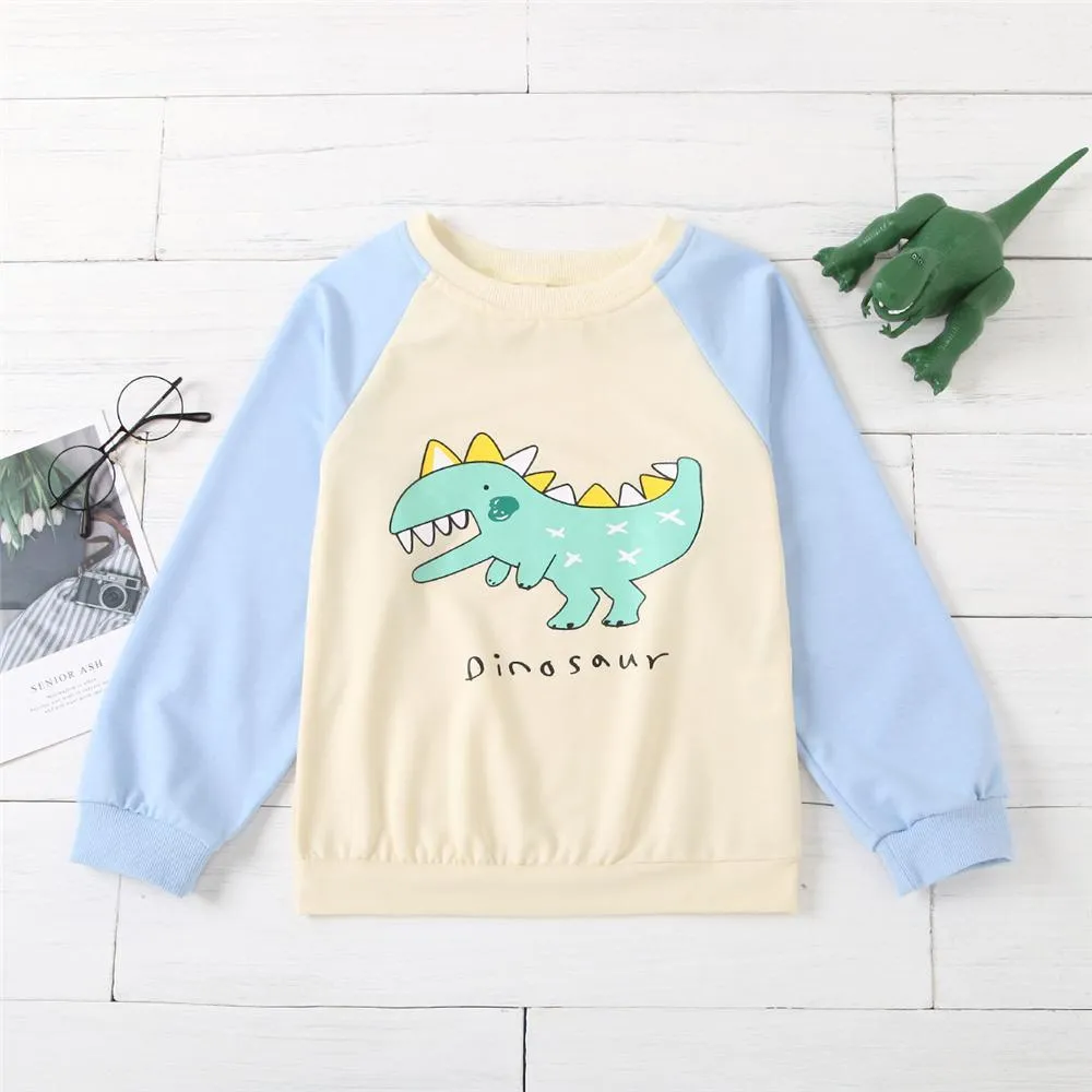Boys Cute Dinosaur Printed Long Sleeve Tops Wholesale Boy Clothes