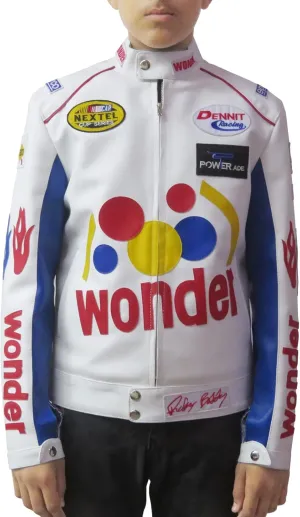 Boys Ricky Bobby Wonder Jacket - Racing Nights The Bread Speed White PU Leather Jacket For Kids