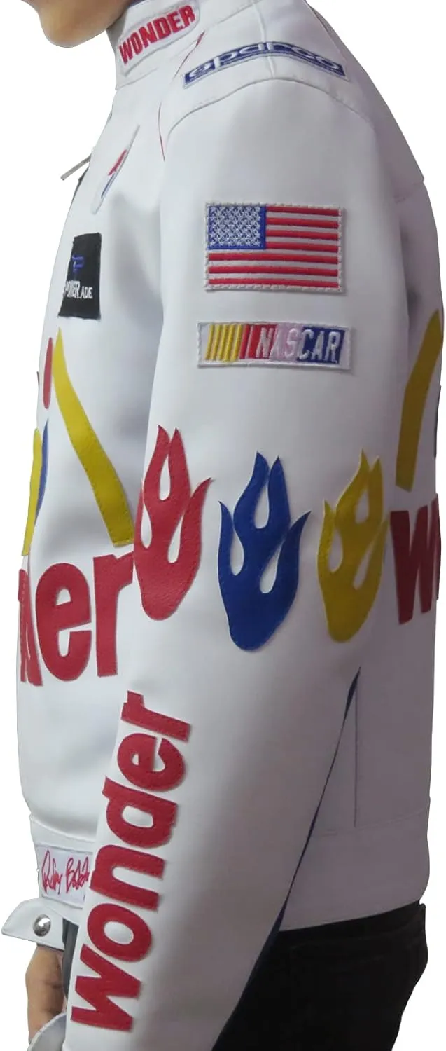 Boys Ricky Bobby Wonder Jacket - Racing Nights The Bread Speed White PU Leather Jacket For Kids