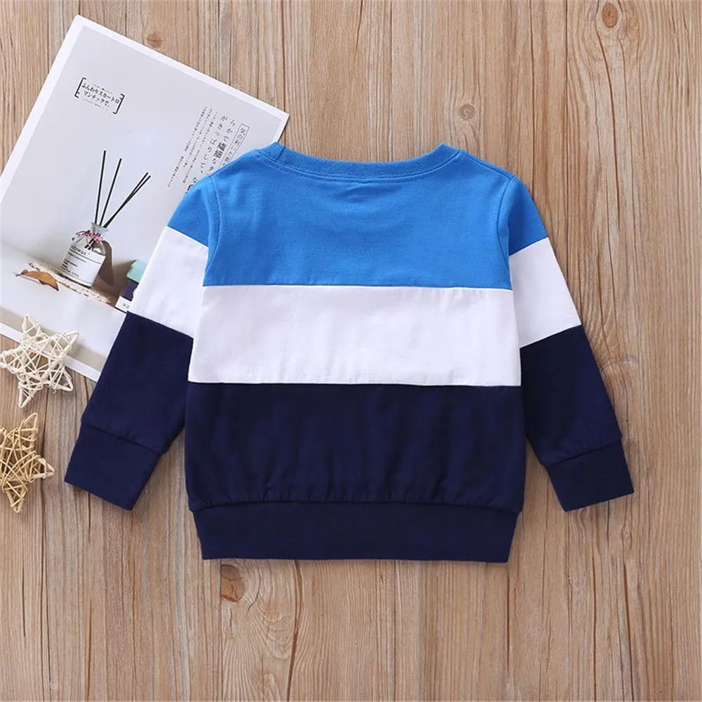Boys Stripe Color Blocking Casual Tops