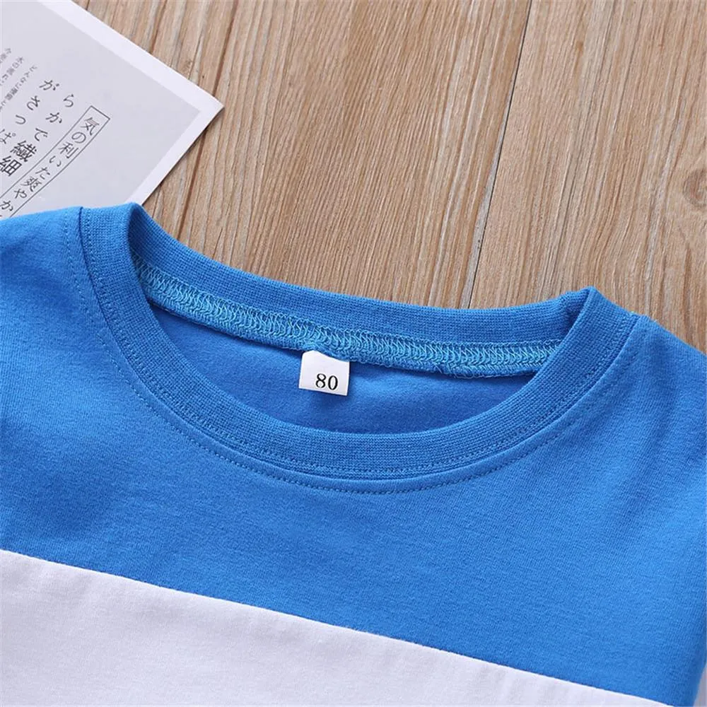 Boys Stripe Color Blocking Casual Tops