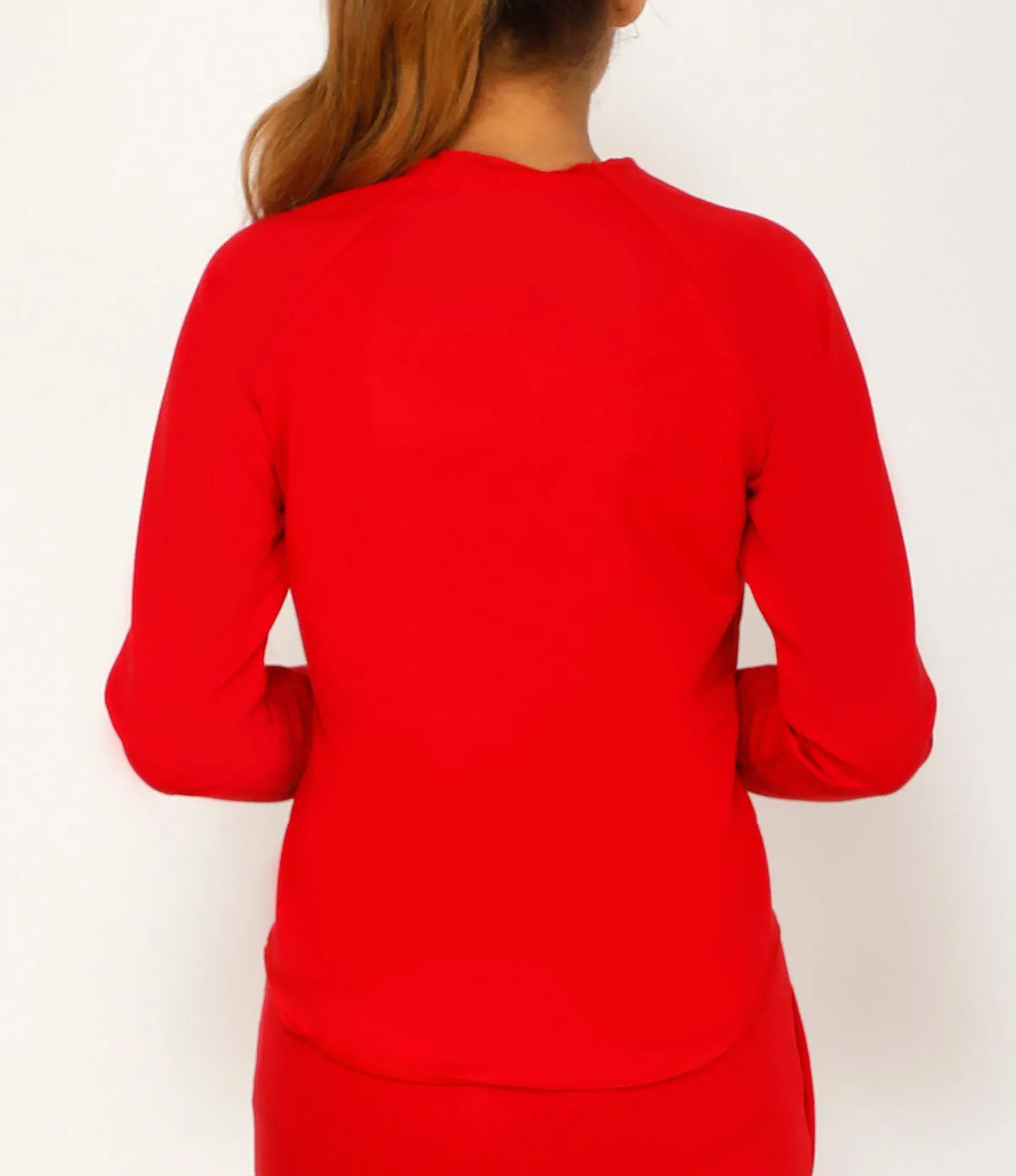 Candy Red Asymmetric Full Sleeve Top