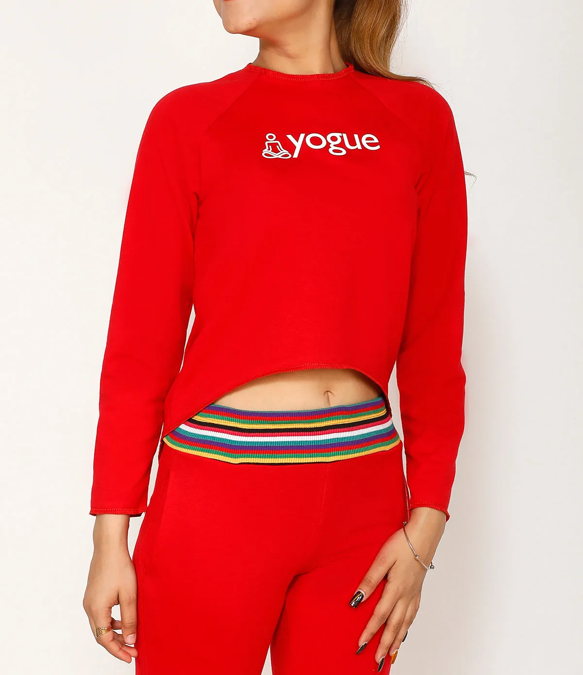 Candy Red Asymmetric Full Sleeve Top