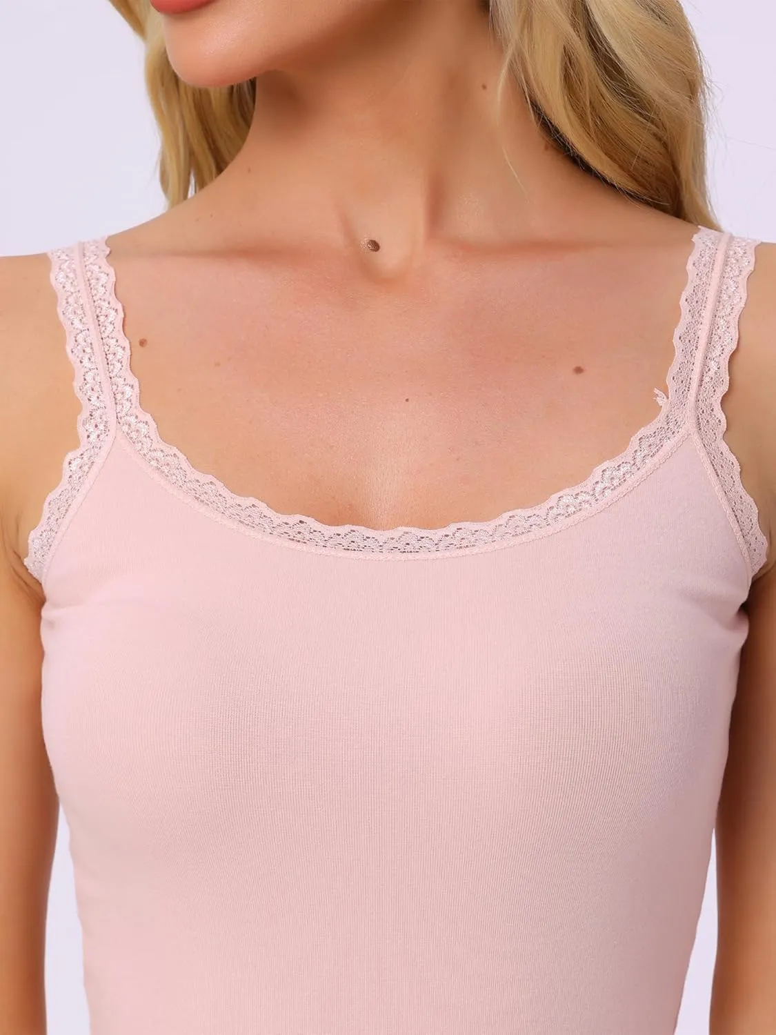 cheibear Womens Lace Camisole Tank Tops Cotton Cami Pajamas Top Soft Comfy Undershirt