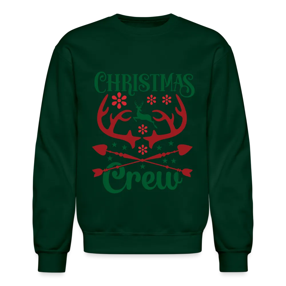 Christmas Crew Sweatshirt - Reindeer Antlers & Hearts Design