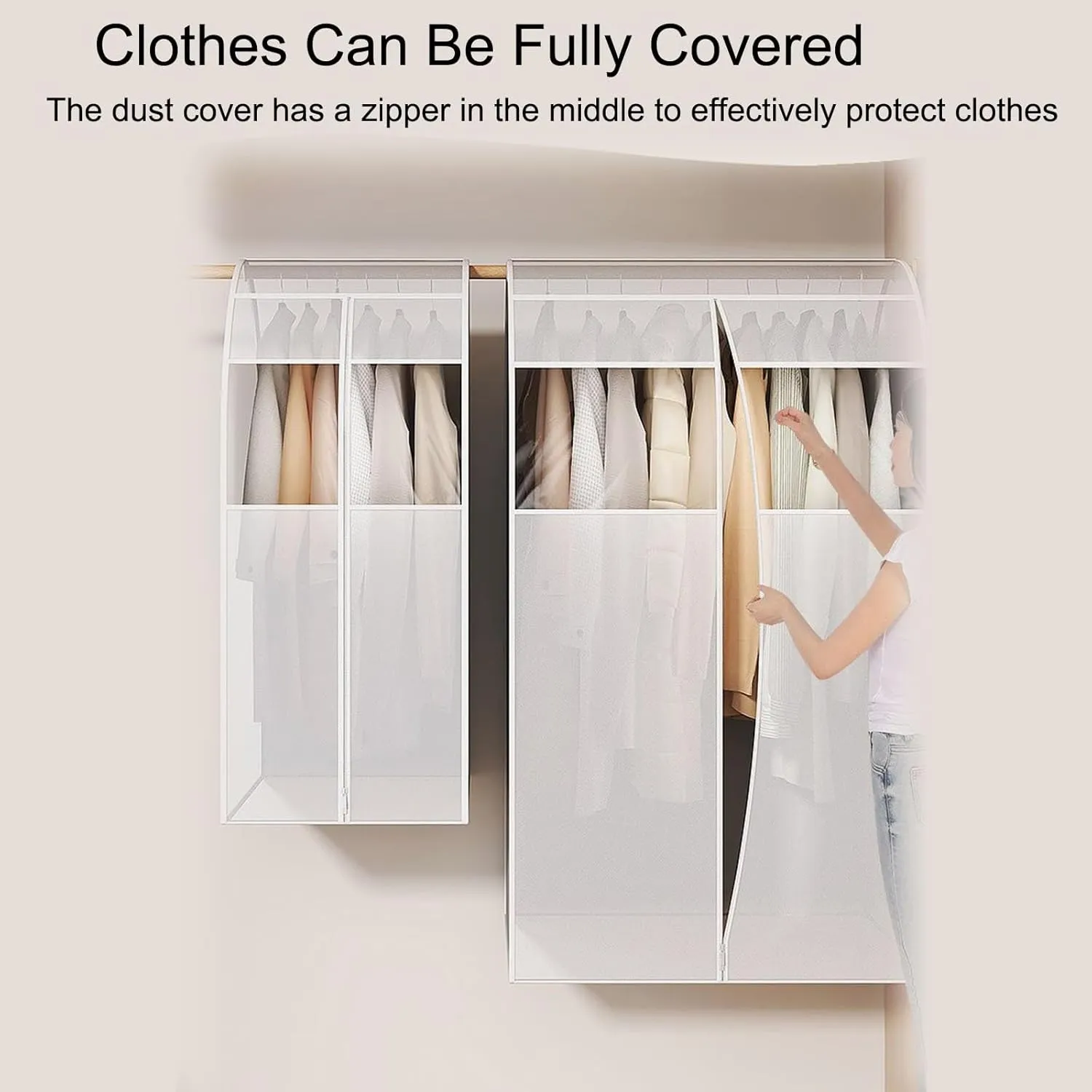 Clothes Rack Cover Translucent Frosted Costume Bag with Zipper Hanging Garment Bag for Hanging Dress, Coat, Shirt, Suit(90x60x60cm/35x24x24in)
