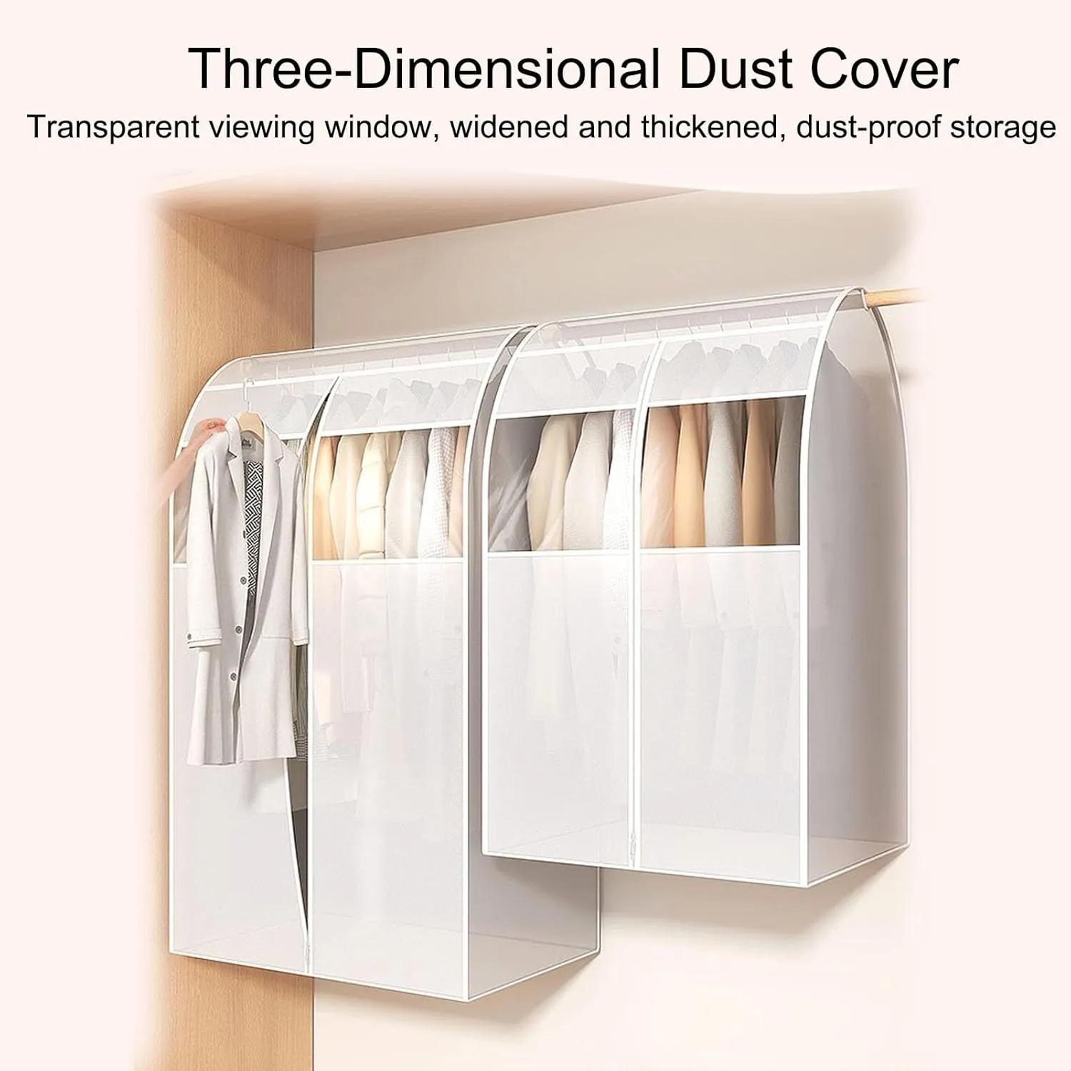 Clothes Rack Cover Translucent Frosted Costume Bag with Zipper Hanging Garment Bag for Hanging Dress, Coat, Shirt, Suit(90x60x60cm/35x24x24in)