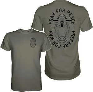 Combat Iron Men's Graphic T-Shirt | Pray for Peace, Prepare for War | Cotton-Poly Blend | Athletic Fit, Tagless Comfort