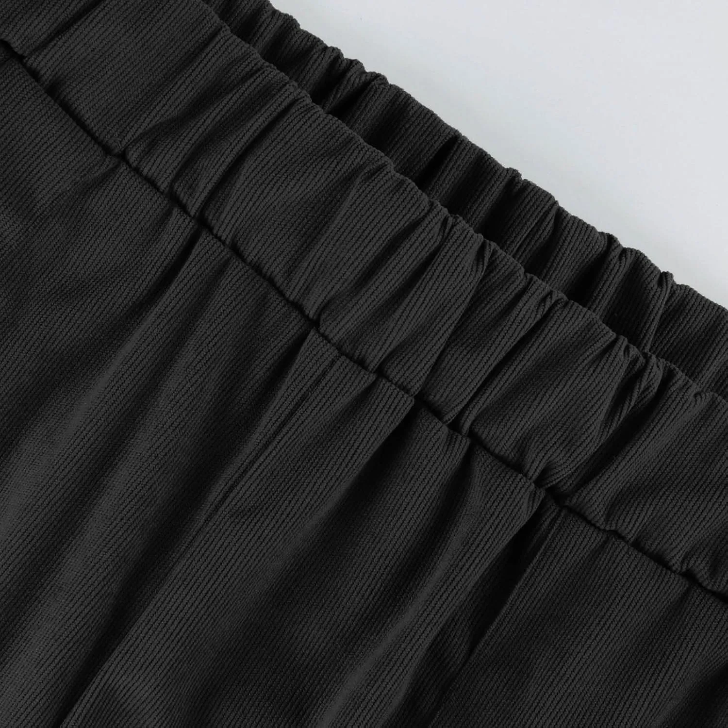 Corduroy Pants Women Casual Elastic High Waist Petite Pants Straight Leg Pants Loose Comfy Trousers with Pockets