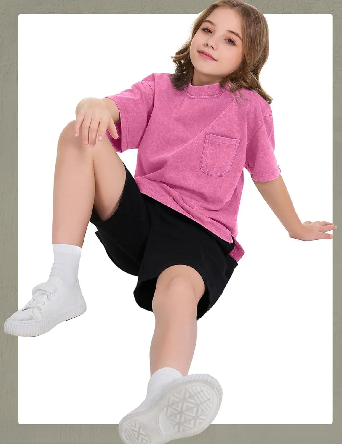 COZYPOIN 3 Pack Unisex Boys Girls T-Shirts Kids Short Sleeve Crewneck Acid Washed Tee Shirts Summer Tops 5-14Y