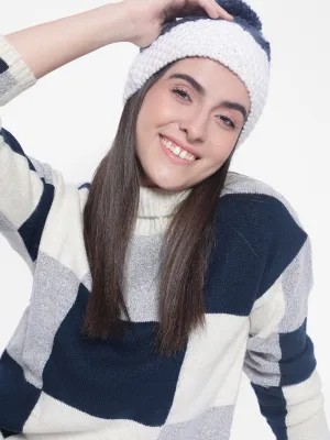 Cream Colourblocked Sweaters