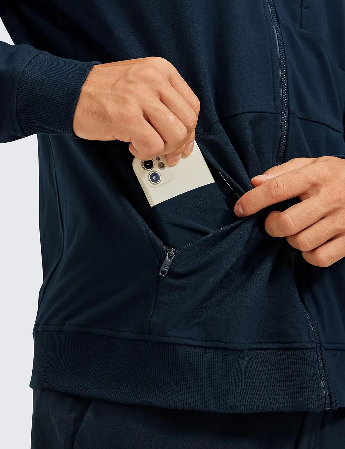 CRZ YOGA Men's Cotton Zip-up Hoodie Thick Terry Essentials Athletic Casual Hoodies Zip Hooded Jackets Sweatshirt with Pockets