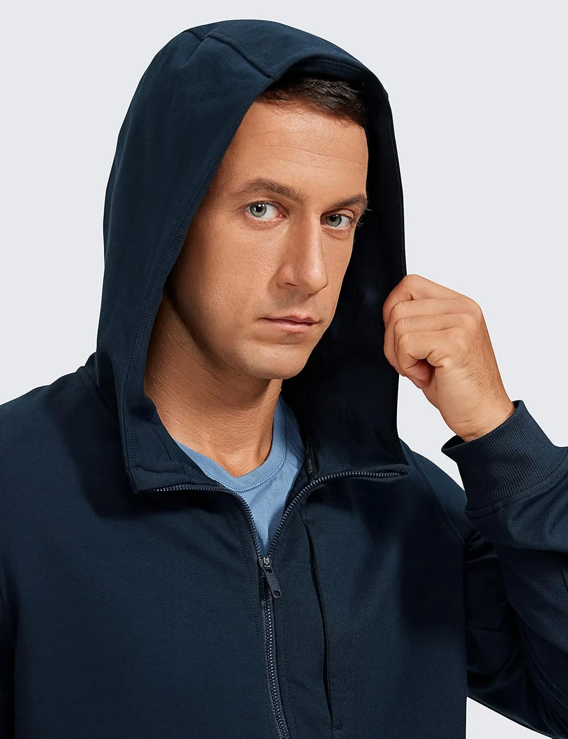 CRZ YOGA Men's Cotton Zip-up Hoodie Thick Terry Essentials Athletic Casual Hoodies Zip Hooded Jackets Sweatshirt with Pockets