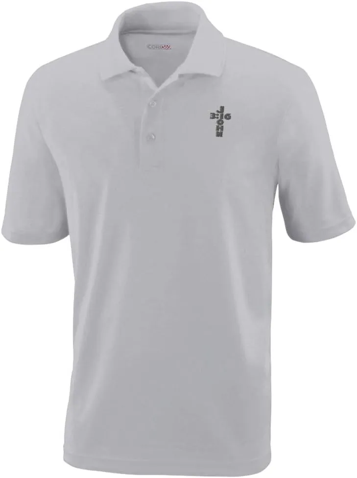Custom Performance Golf Tees Jesus Christian John 3:16 A Embroidery Polyester Short Sleeves Polo Shirts for Men Platinum Design Only 2X Large